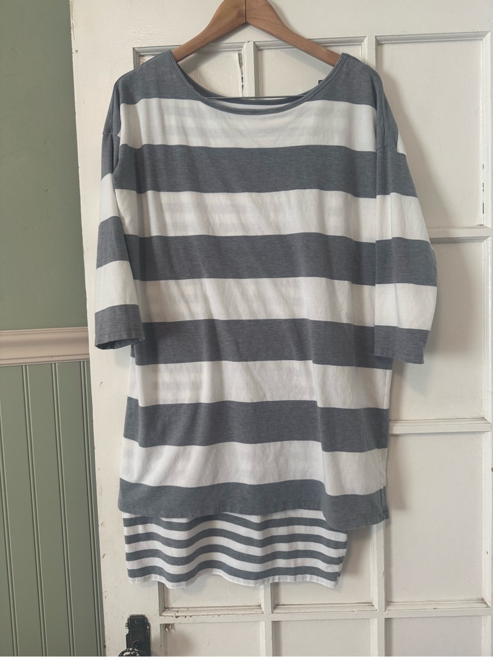Garnet Hill Gray and White Striped Women’s Tunic Dress